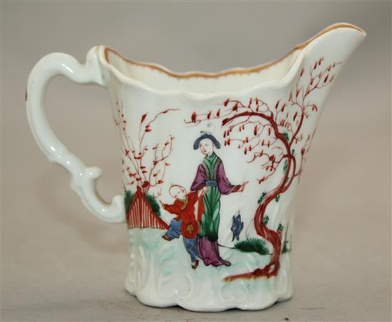 A Worcester Chelsea Ewer cream jug, c.1760, 9cm., slight rim fault